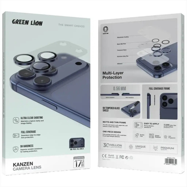 محافظ لنز دوربین گرین لاین مدل Kanzen Clear مناسب برای گوشی موبایل اپل iPhone 17 Pro Max