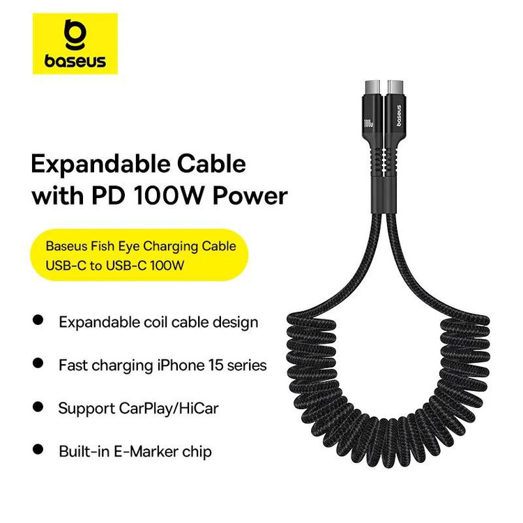 کابل تبدیل USB-C بیسوس مدل Fish-Eye 100W طول 1 متر