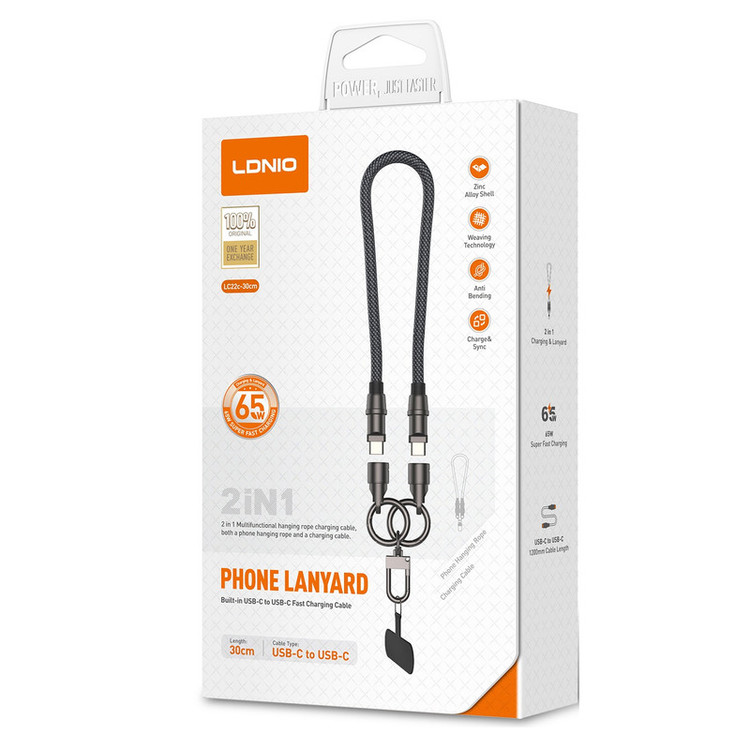 کابل USB-C الدینیو مدل LC22c-30CM طول 0.3 متر