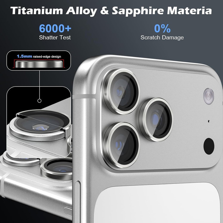 محافظ لنز دوربین شیشهای کوزوم مدل PVD مناسب برای گوشی موبایل اپل iPhone 17 Pro