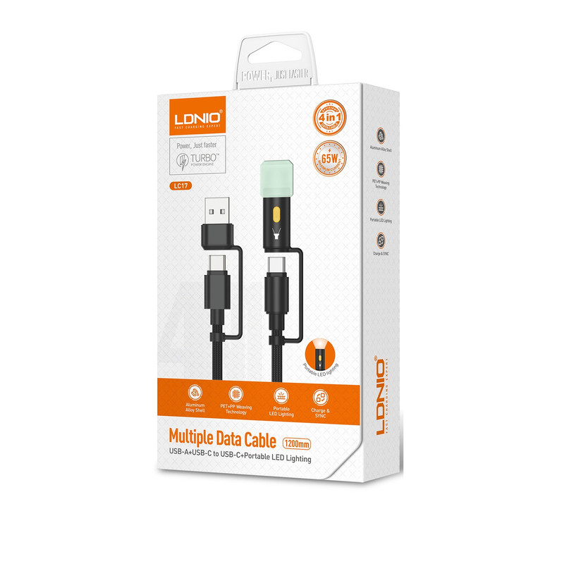 کابل تبدیل USB-C به USB/USB-C الدینیو مدل LC17 طول 1.2 متر