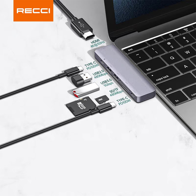 هاب 7 پوت USB-C رسی مدل RH08