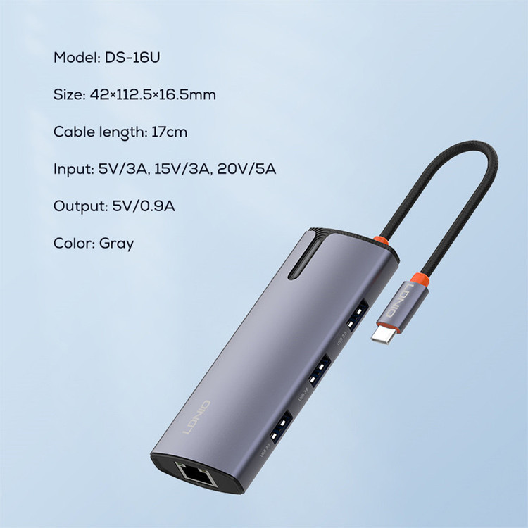 هاب 6 پورت USB-C الدنیو مدل DS-16U
